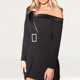 Lavish Alice Off The Shoulder Tuxedo Mini Dress