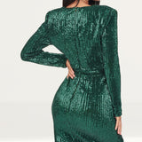 Lavish Alice Pleated Sequin Emerald Mini Dress