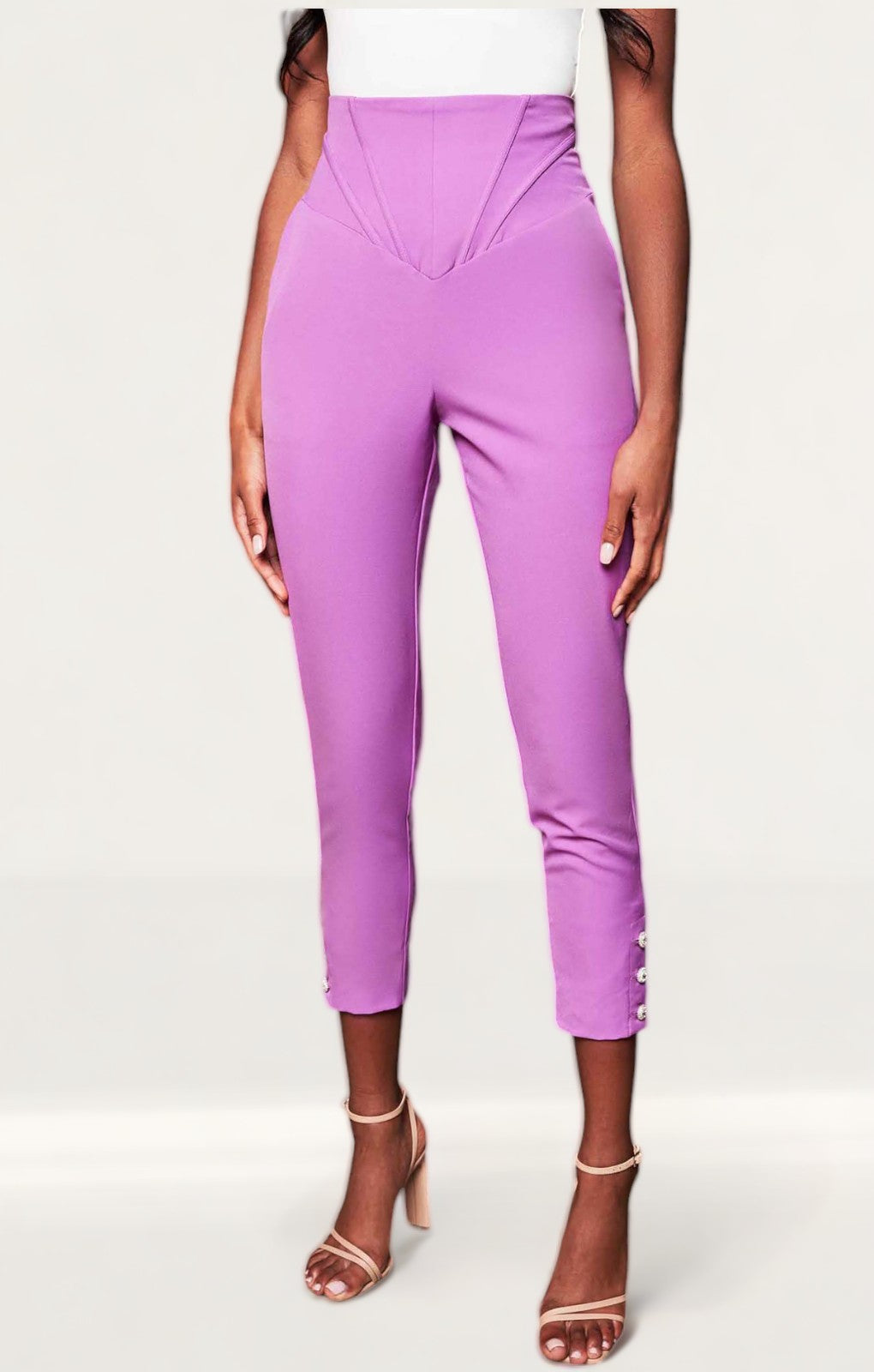Lavish Alice Purple Balloon Sleeve Blazer And Corset Waist Trousers