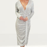 Lavish Alice Silver Sequin Midi Dress