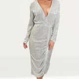 Lavish Alice Silver Sequin Midi Dress