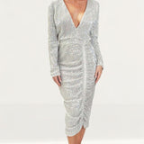 Lavish Alice Silver Sequin Midi Dress