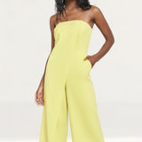 Lavish Alice Yellow Lime Bandeau Culotte Jumpsuit