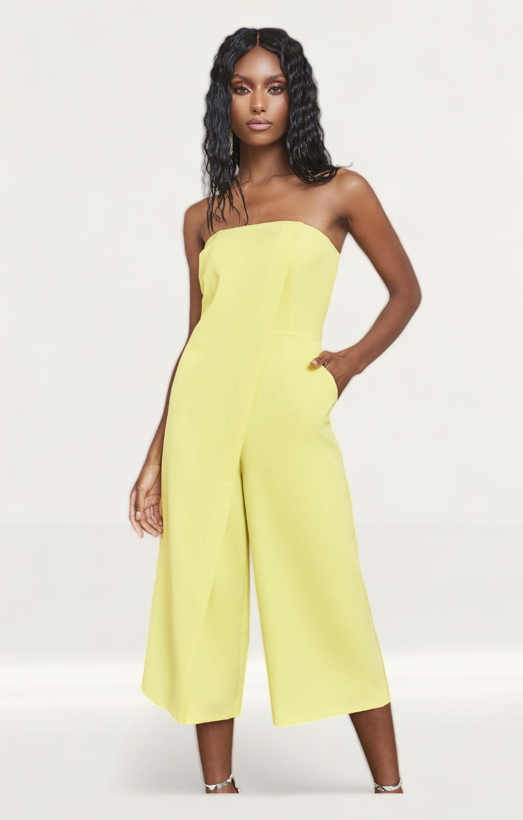 Lavish Alice Yellow Lime Bandeau Culotte Jumpsuit