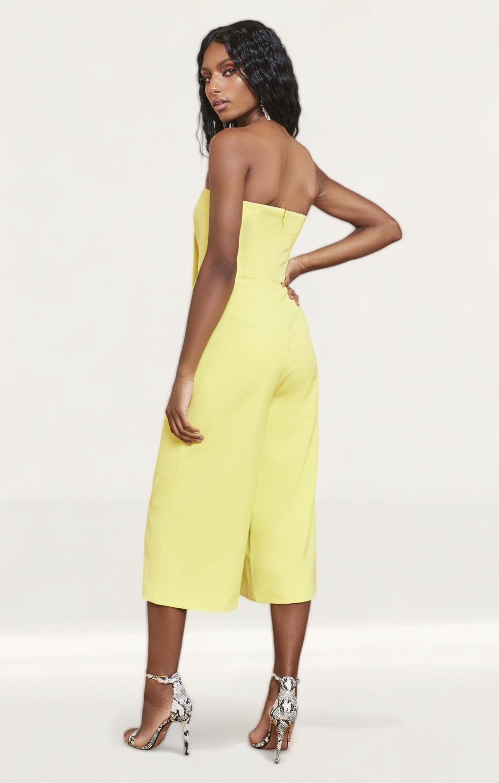 Lavish Alice Yellow Lime Bandeau Culotte Jumpsuit