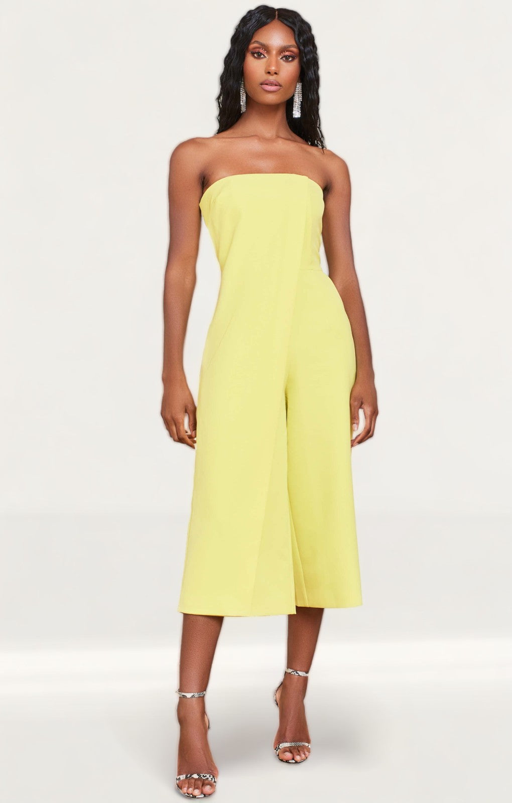 Lavish Alice Yellow Lime Bandeau Culotte Jumpsuit