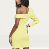 Lavish Alice Yellow Lime Statement Shoulder Mini Dress