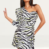 Lavish Alice Zebra One Puff Sleeve Blazer Mini Dress