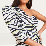 Lavish Alice Zebra One Puff Sleeve Blazer Mini Dress