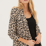 M&S Leopard Crepe Ruched Sleeve Jacket