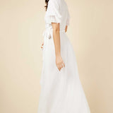 Little Mistress Ambrose Ivory Embellished Wrap Maxi Dress