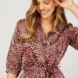 Little Mistress Black And Red Print Midaxi Shirt Dress