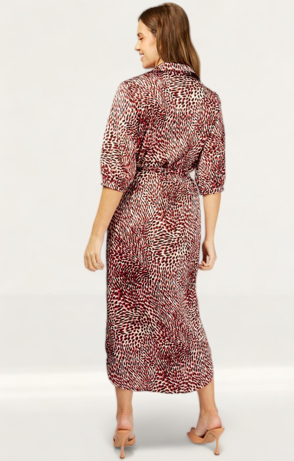 Little Mistress Black And Red Print Midaxi Shirt Dress
