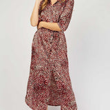 Little Mistress Black And Red Print Midaxi Shirt Dress