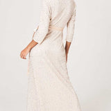 Little Mistress Cecily Nude Embellished Wrap Dress