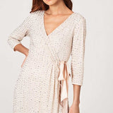 Little Mistress Cecily Nude Embellished Wrap Dress