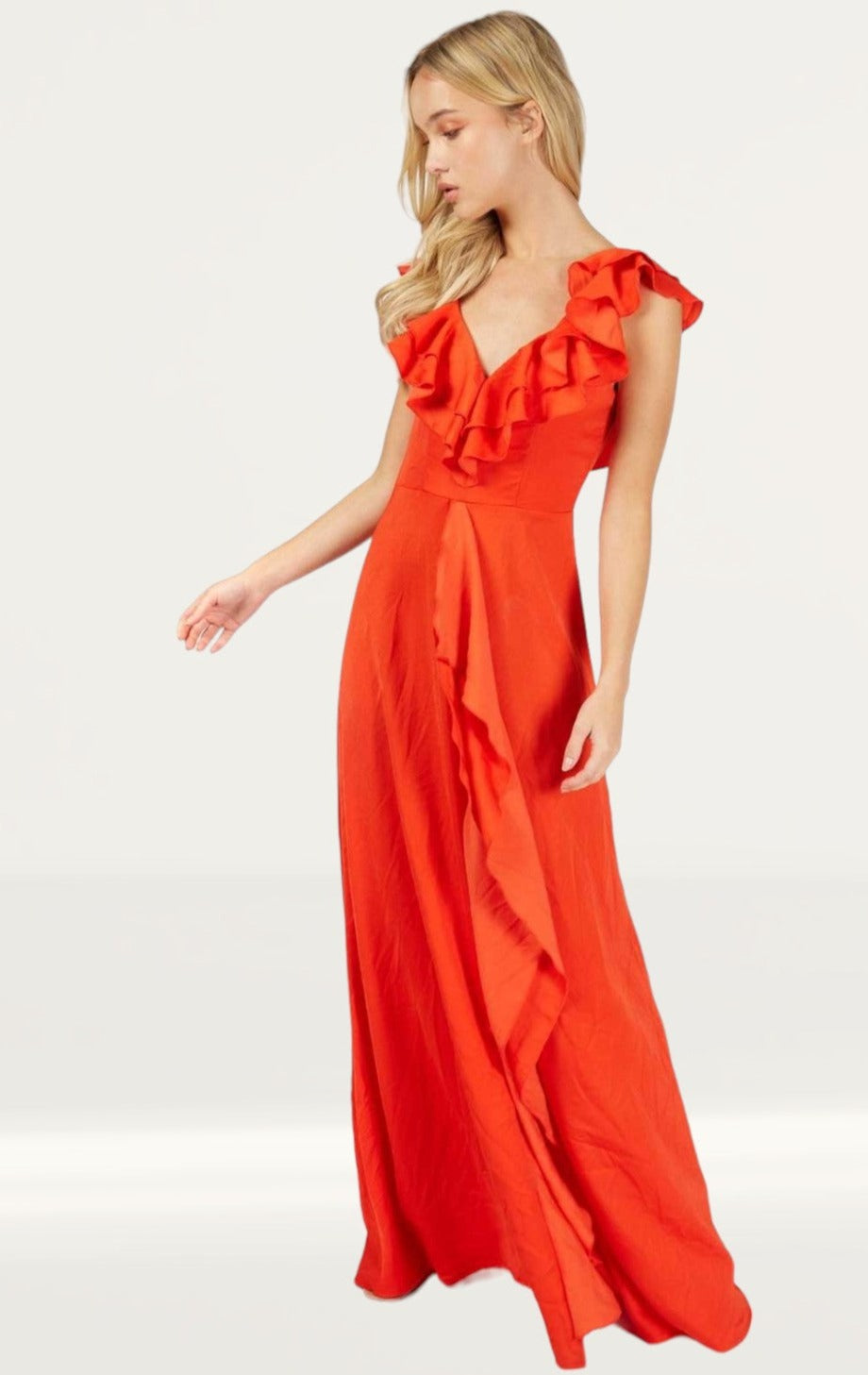 Little Mistress Red Ruffle Maxi