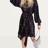 Little Mistress Vogue Williams Navy & Rose Sequin Mini Dress