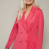 Little Mistress Hot Pink Double-Breasted Belted Blazer