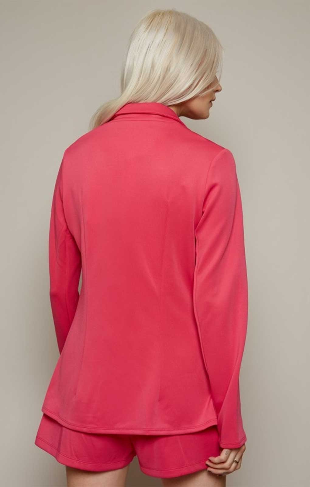 Little Mistress Hot Pink Double-Breasted Belted Blazer