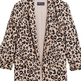 M&S Leopard Crepe Ruched Sleeve Jacket