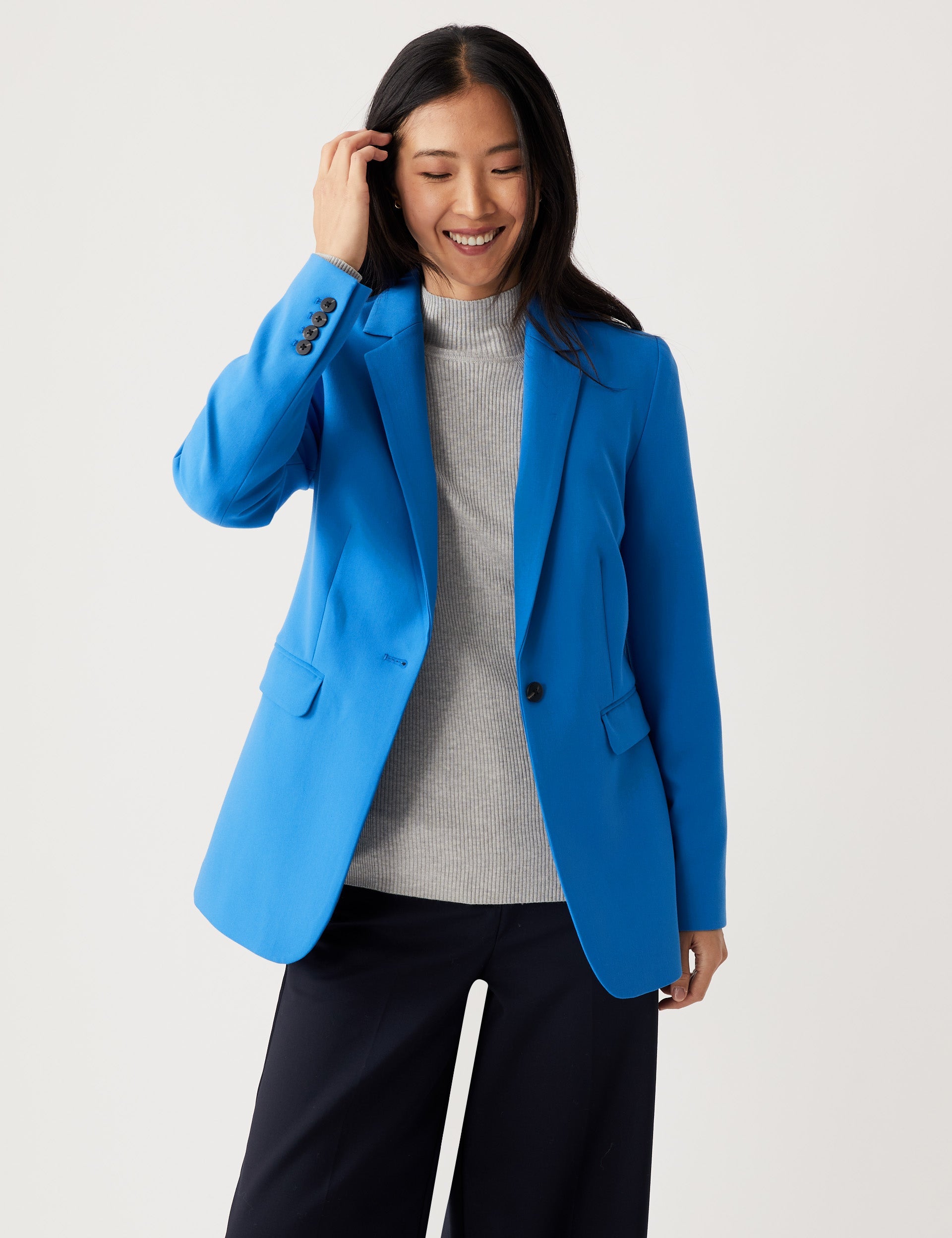 M&S Ultimate Blue Straight Leg Trouser Suit