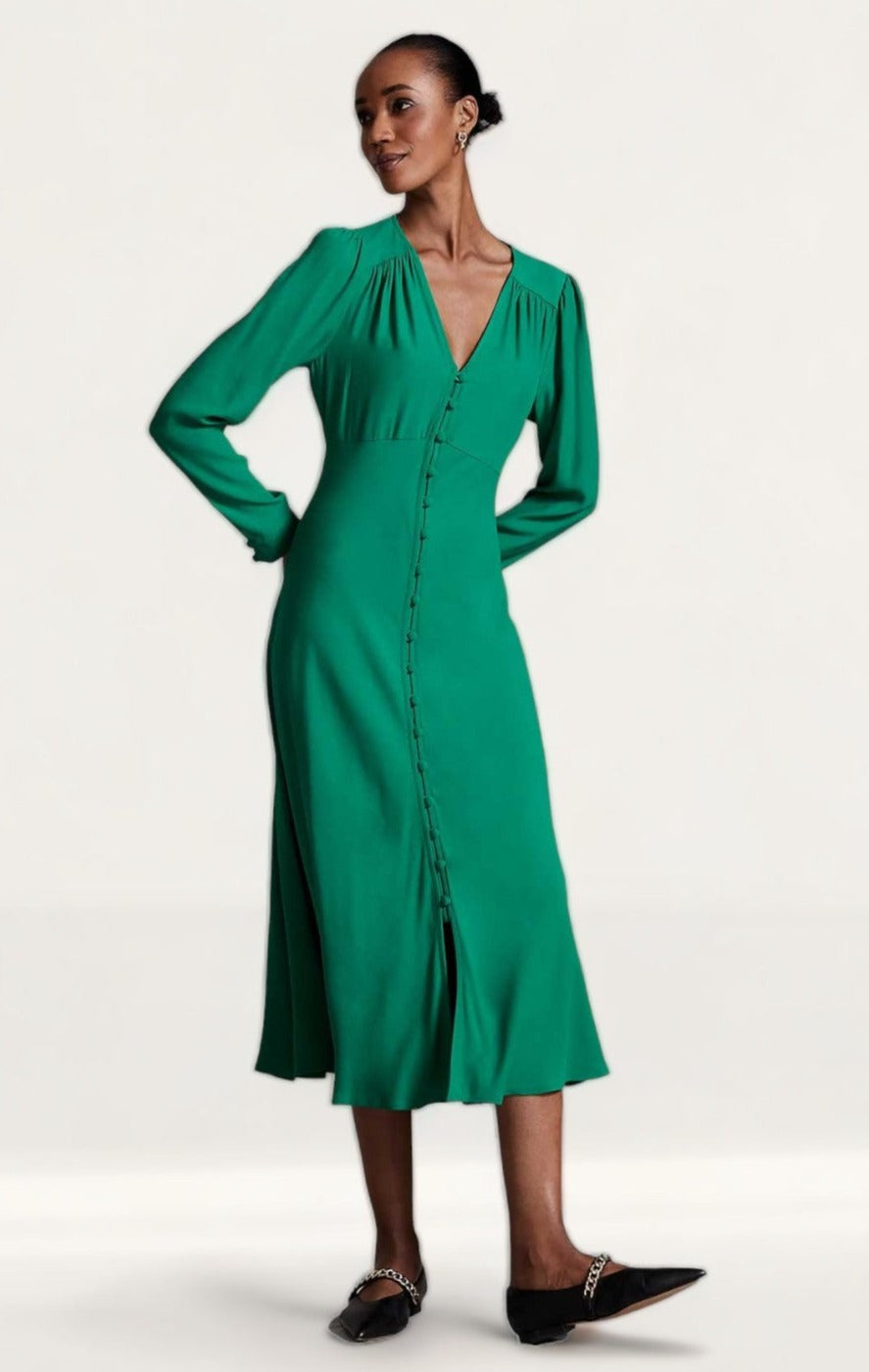 Rent M&S X Ghost Green Long Sleeve Midi Dress | Hirestreet Rent M&S X Ghost Green Long Sleeve Midi Dress | Hirestreet