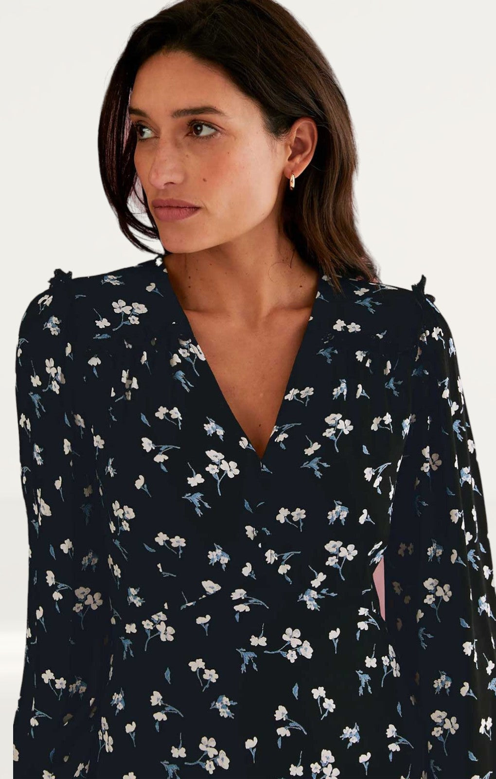 M&S X Ghost Floral Frill Detail Knee Length Tea Dress