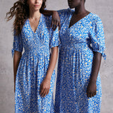 M&S X Ghost Floral Shirred Waist Midi Dress