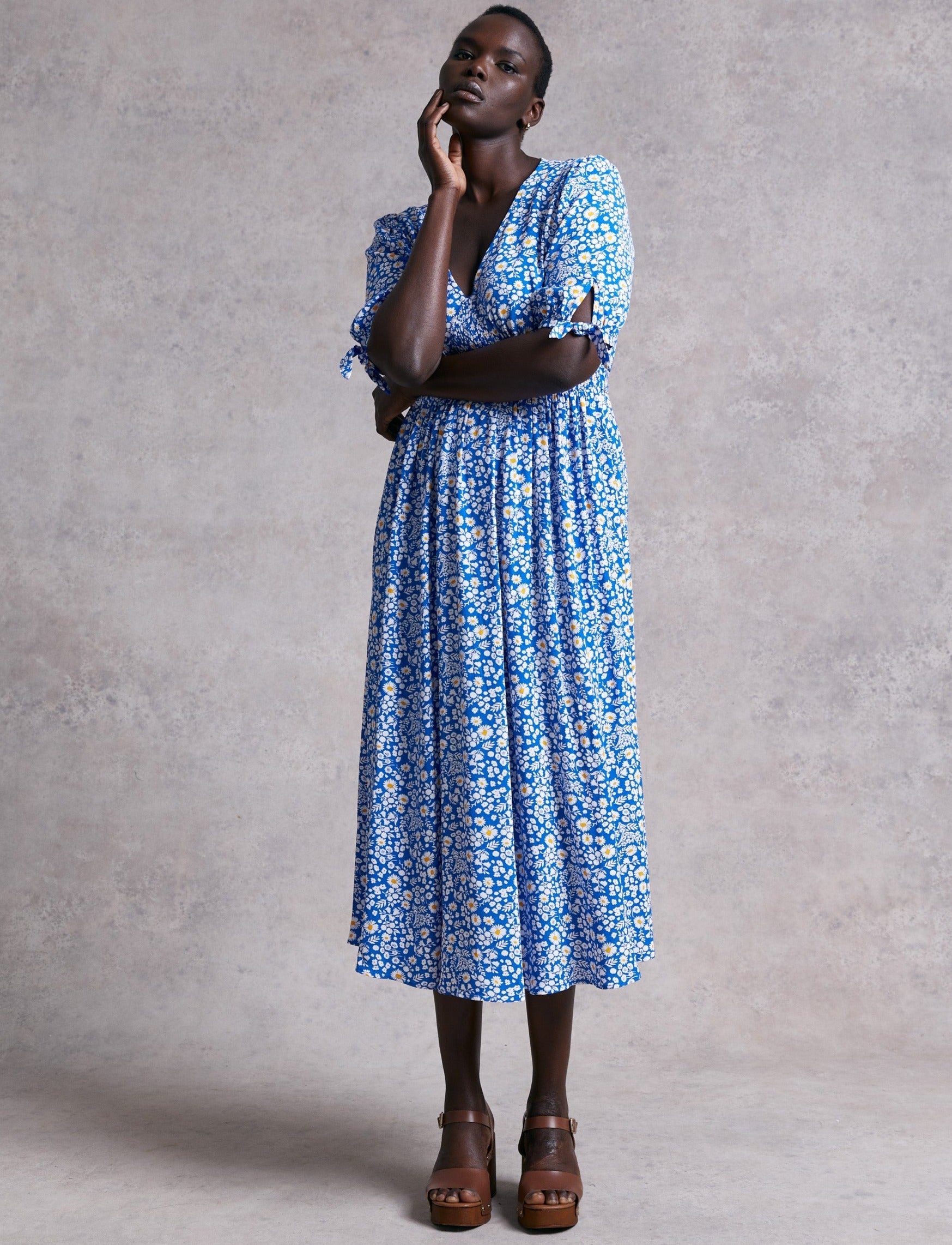 M&S X Ghost Floral Shirred Waist Midi Dress