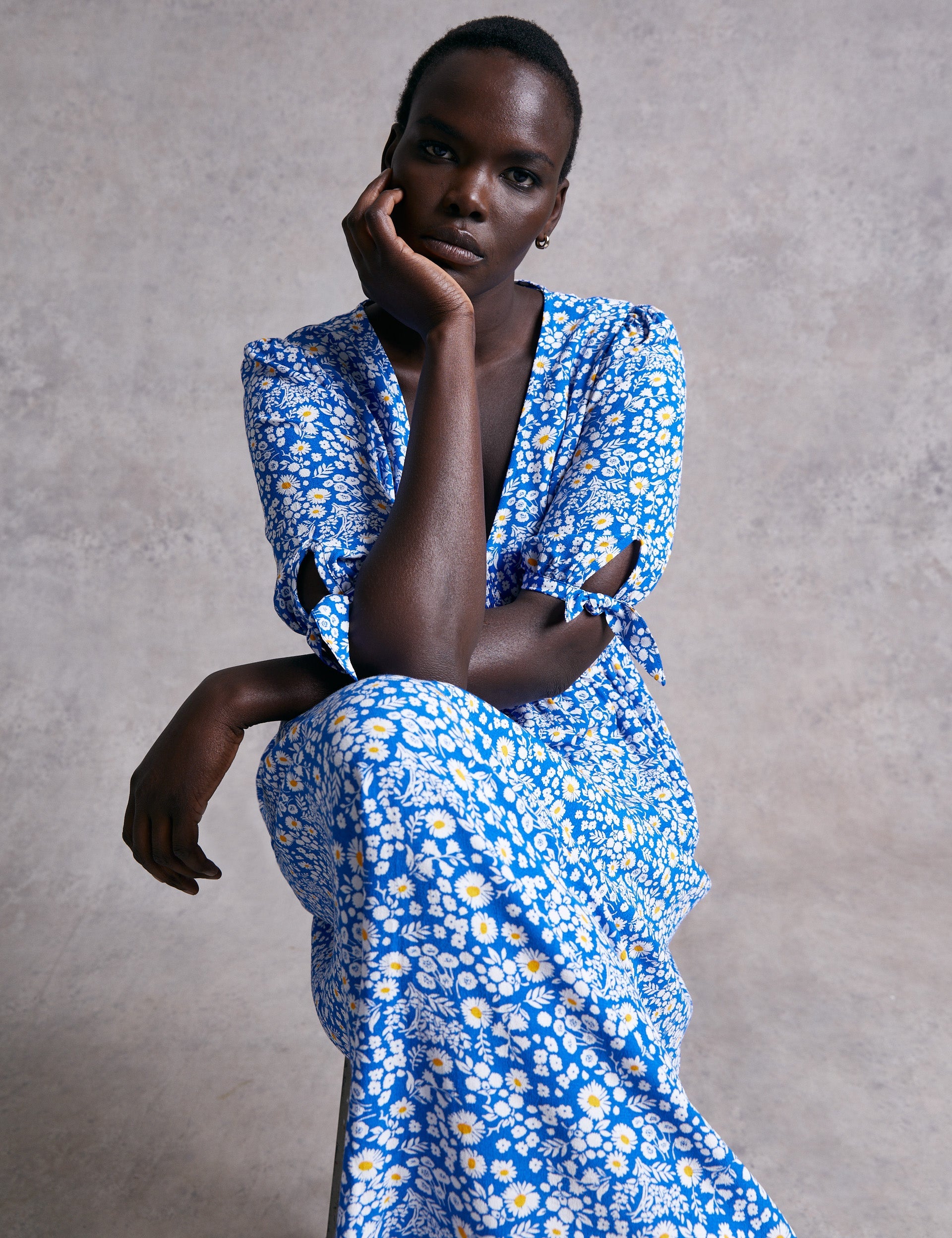 M&S X Ghost Floral Shirred Waist Midi Dress