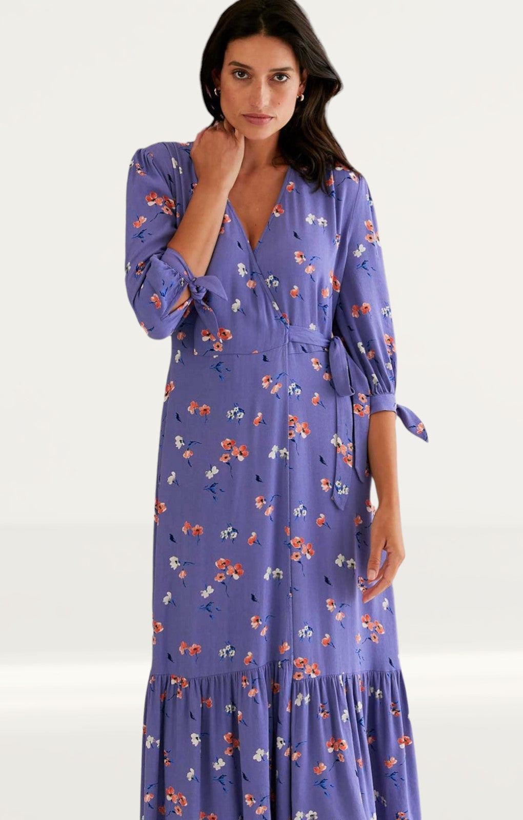M&S X Ghost Floral Tie Sleeve Midi Wrap Dress