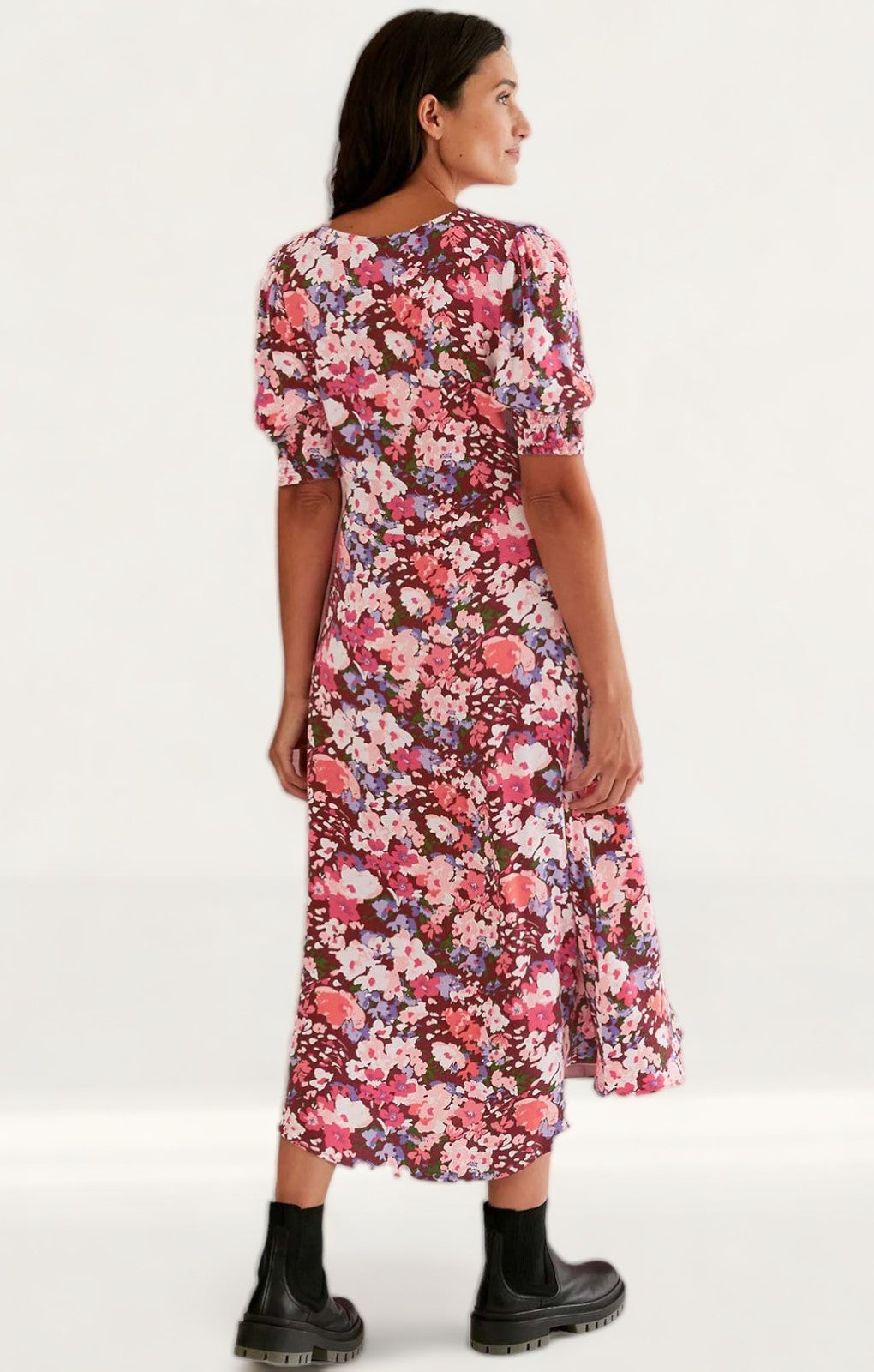 M&S X Ghost Floral V-Neck Empire Line Midi Tea Dress