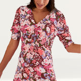 M&S X Ghost Floral V-Neck Empire Line Midi Tea Dress