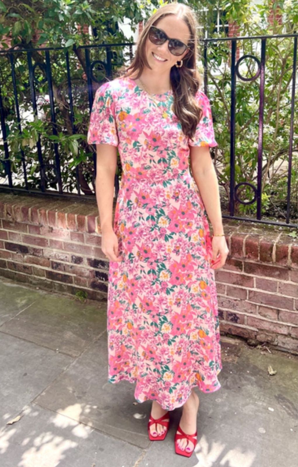 M&S Floral Satin Midaxi Tea Dress