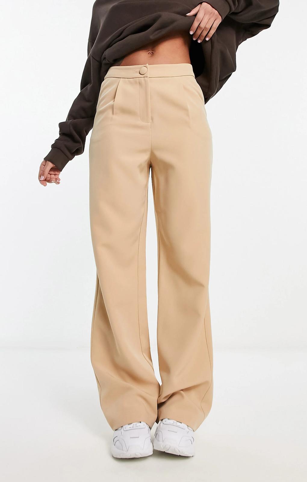 Miss Selfridge Slouchy Straight Leg Dad Trouser In Stone – trousers by Miss Selfridge, available to rent from Hirestreet