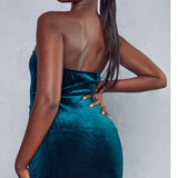 Misspap Green Velvet Sweetheart Plunge Bodycon Mini Dress