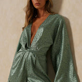 Misspap Satin Jacquard Kimono Playsuit