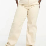 Dr Denim Plus Moxy Straight Sky High Jeans In Beige