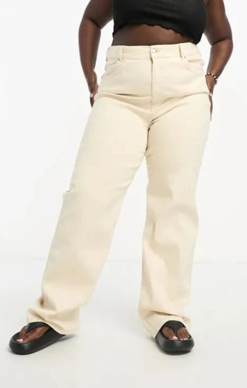 Dr Denim Plus Moxy Straight Sky High Jeans In Beige