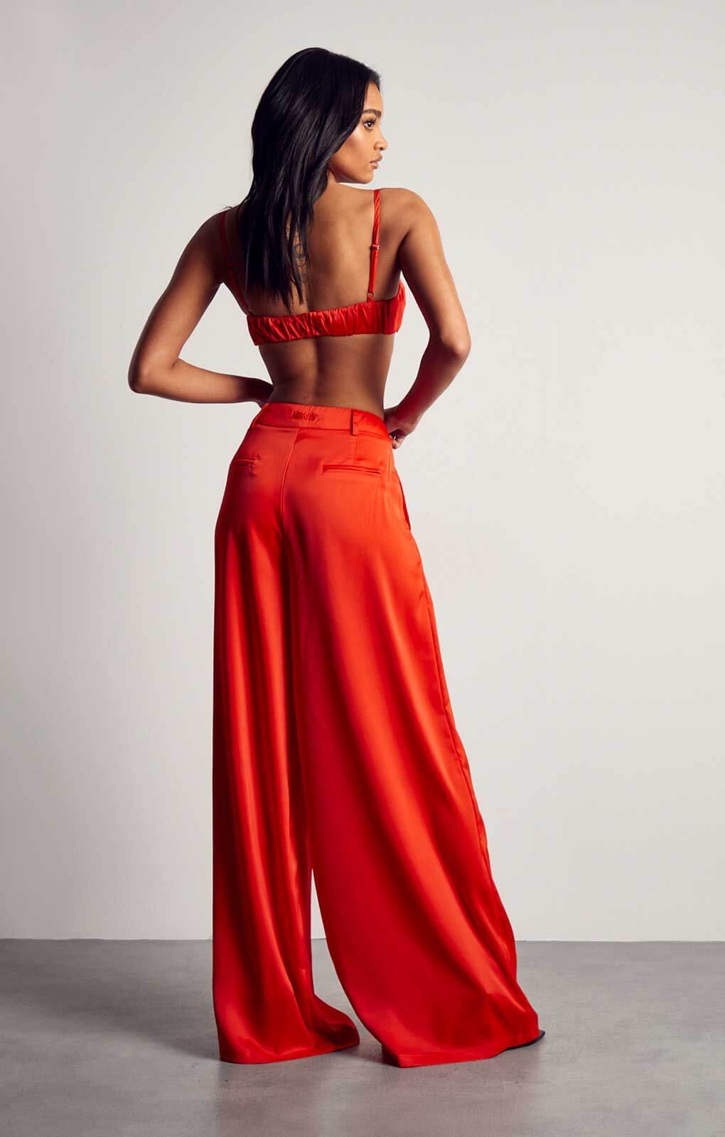 MissPap Orange Premium Oversized Satin 3 Piece Co-ord