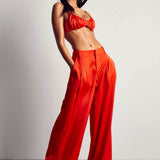 MissPap Orange Premium Oversized Satin 3 Piece Co-ord