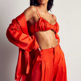 MissPap Orange Premium Oversized Satin 3 Piece Co-ord