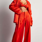 MissPap Orange Premium Oversized Satin 3 Piece Co-ord