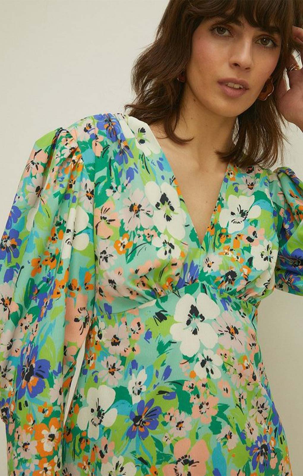 Oasis Tropical Floral V Neck Skater Dress