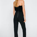 Nasty Gal Black Feather Bandeau Jumpsuit