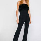 Nasty Gal Black Feather Bandeau Jumpsuit