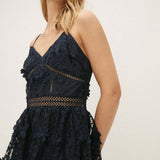 Oasis Navy Lace Tiered Strappy Midi Dress