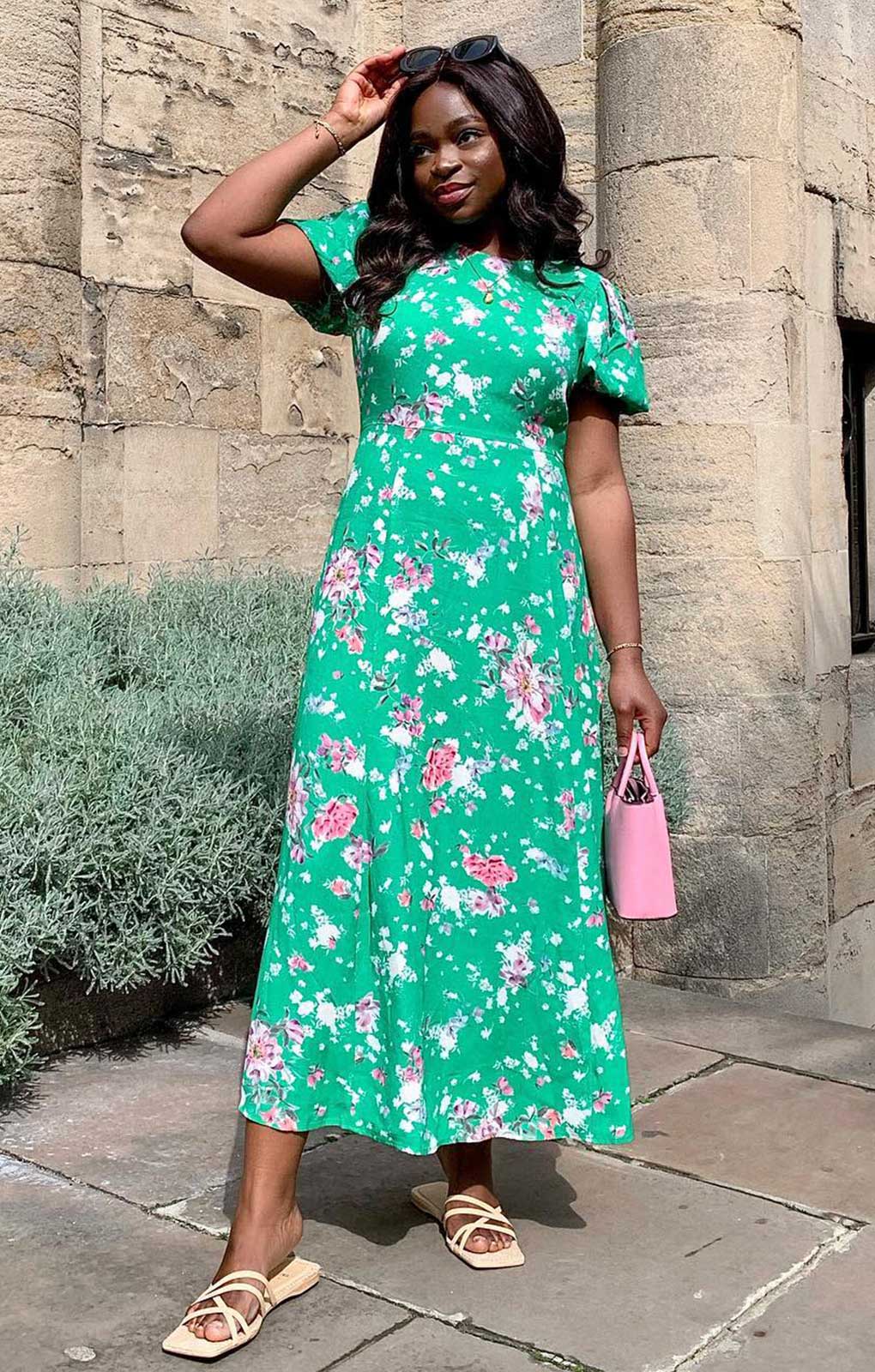 Rent M&S X Ghost Green Floral Midi Dress Hirestreet