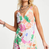 Neon & Nylon V Neck Floaty Mini Dress In Multi Floral – dresses by Only, available to rent from Hirestreet
